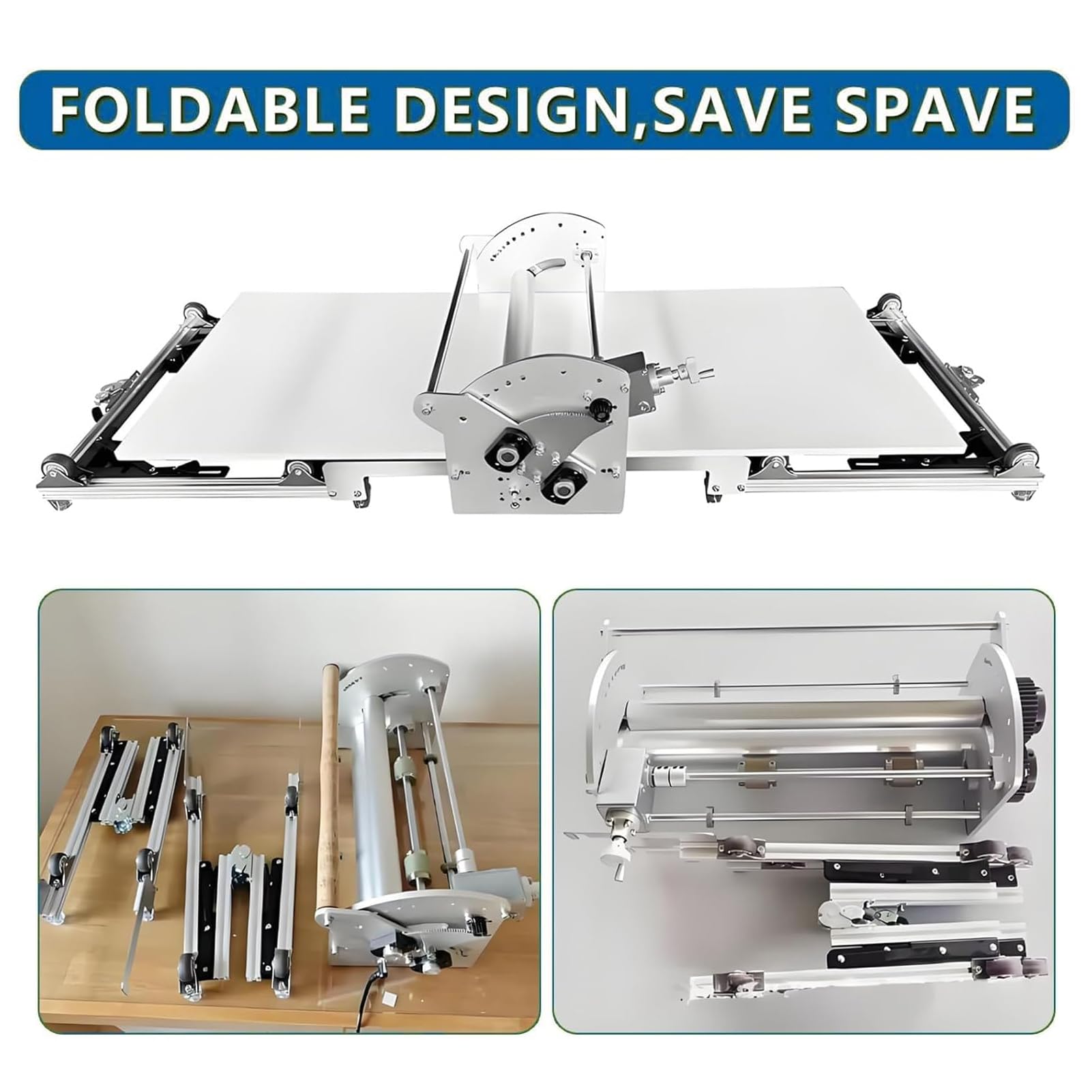 Professionale Sfogliatrice Elettrica per Pasta, Sfogliatrice Pasticceria Elettrico in Acciaio Inox con Impostazioni di Spessore Regolabili da 2 a 30mm, Laminatrice per Croissant e Pastas Sfoglia