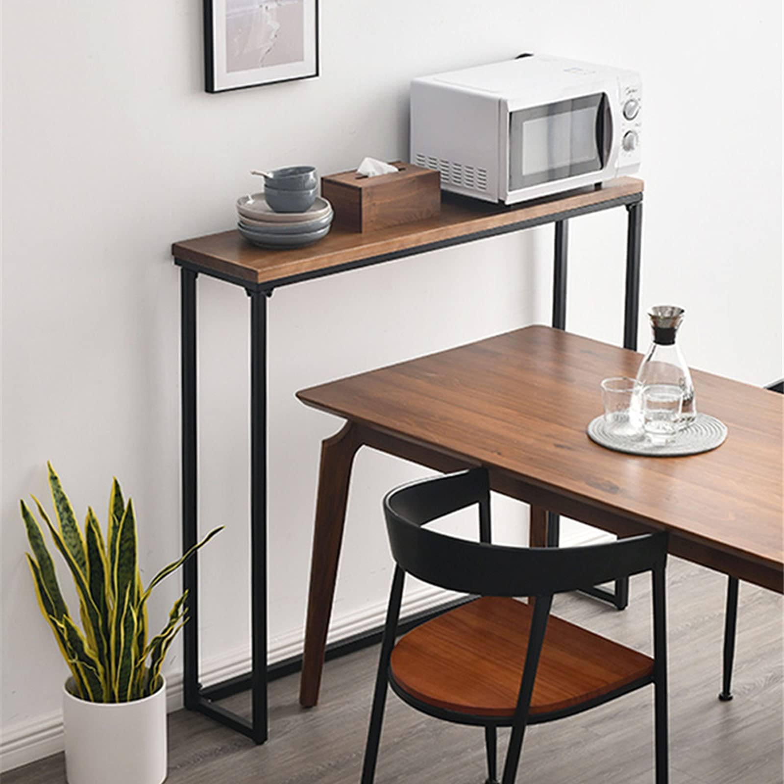 Amazon｜無垢材コンソールテーブル、インダストリアルスタイルメタル