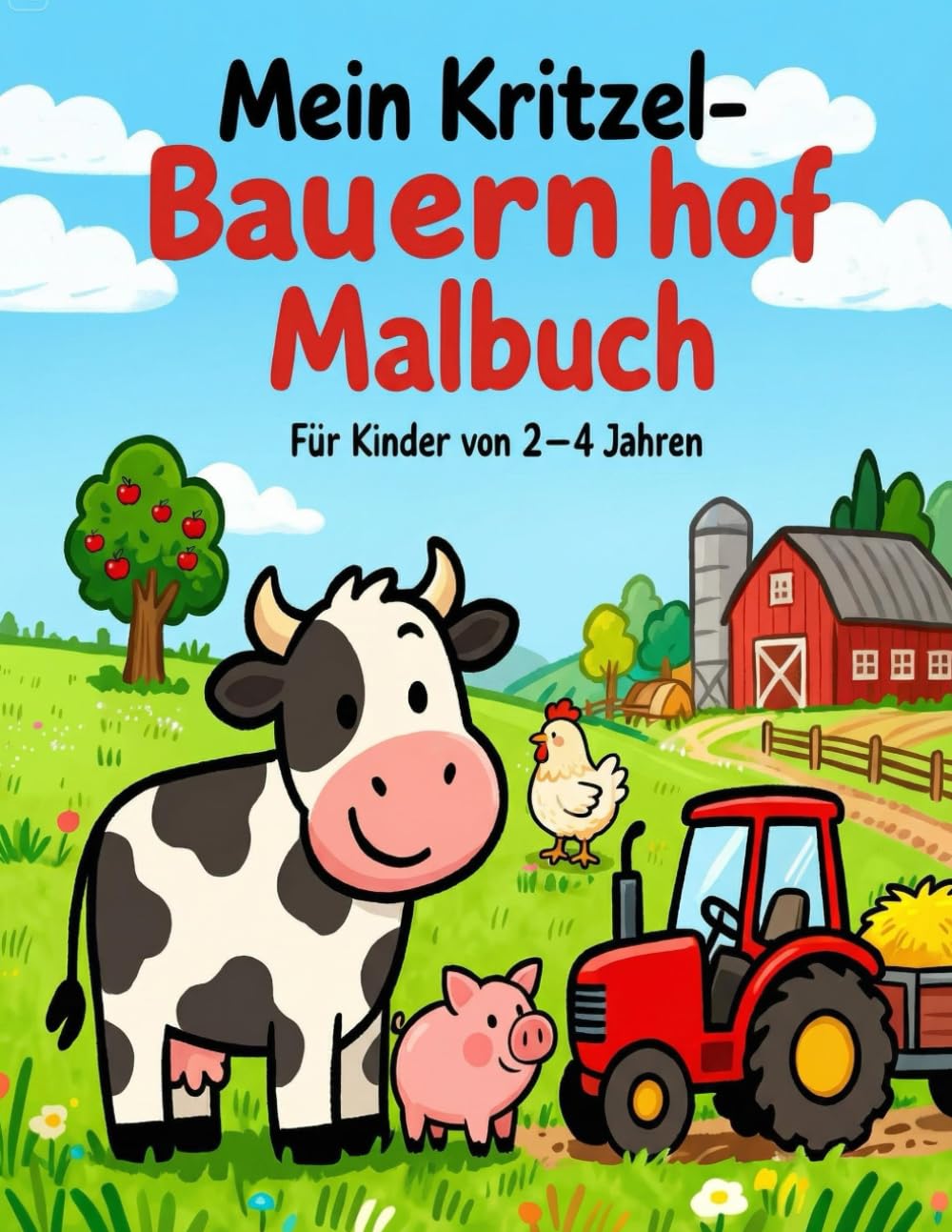 Mein Kritzel Bauernhof Malbuch: Malbuch für Kinder von 2–4 Jahren – Bauernhof Tiere, Fahrzeuge & Motorik
