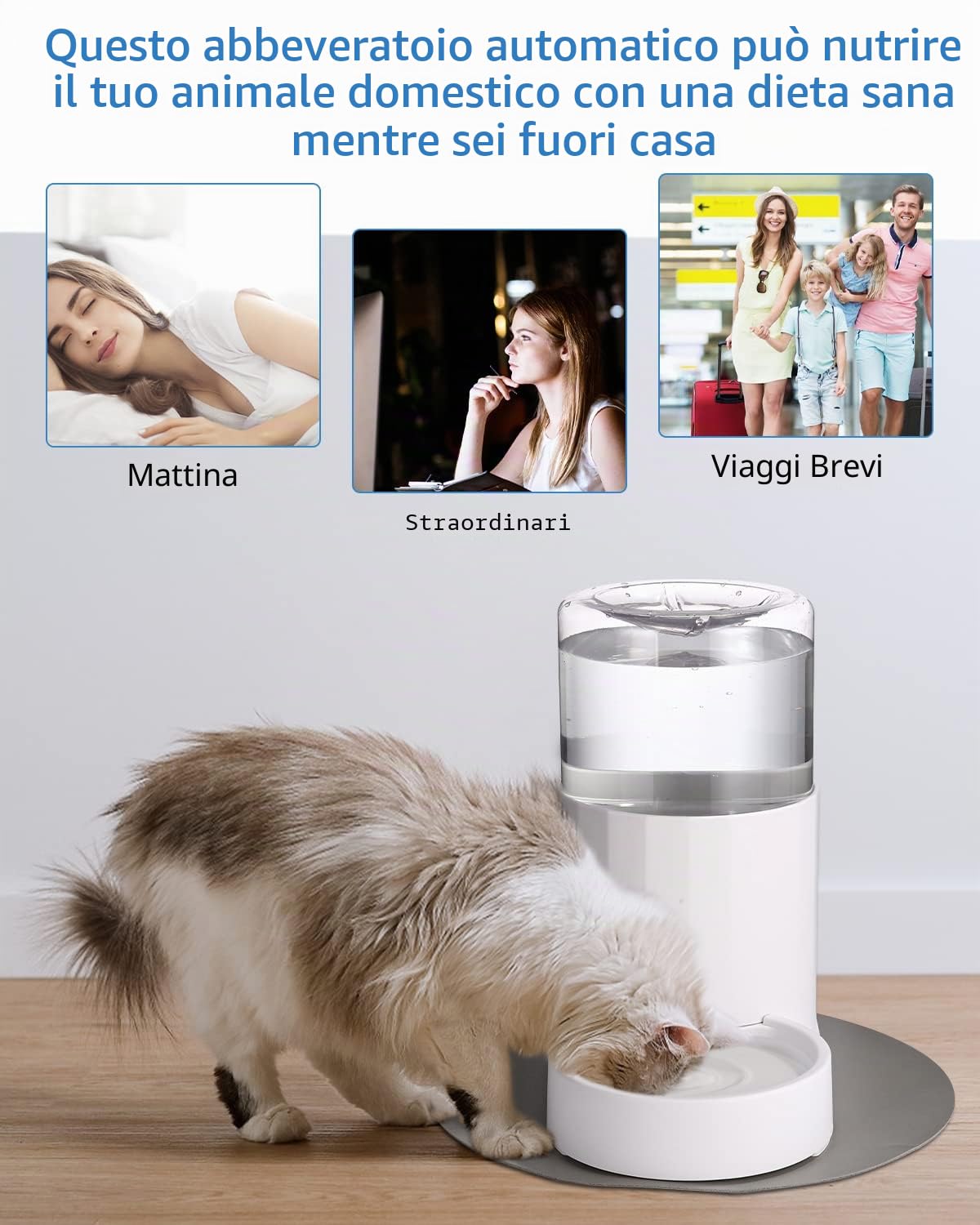 Distributore Di Acqua Per Animali Domestici, Dispenser per Gatti 2,5L, Automatico per Cibo, Abbeveratoio Ciotola, Per Cani Piccoli E Grandi