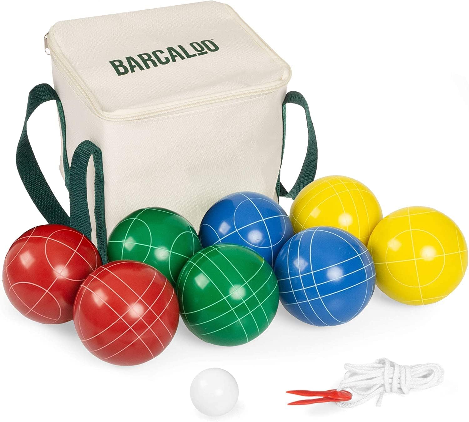 Barcaloo Bocce Ball Set with 8 Premium Resin Balls, Pallino, Carry Bag & Measuring Rope