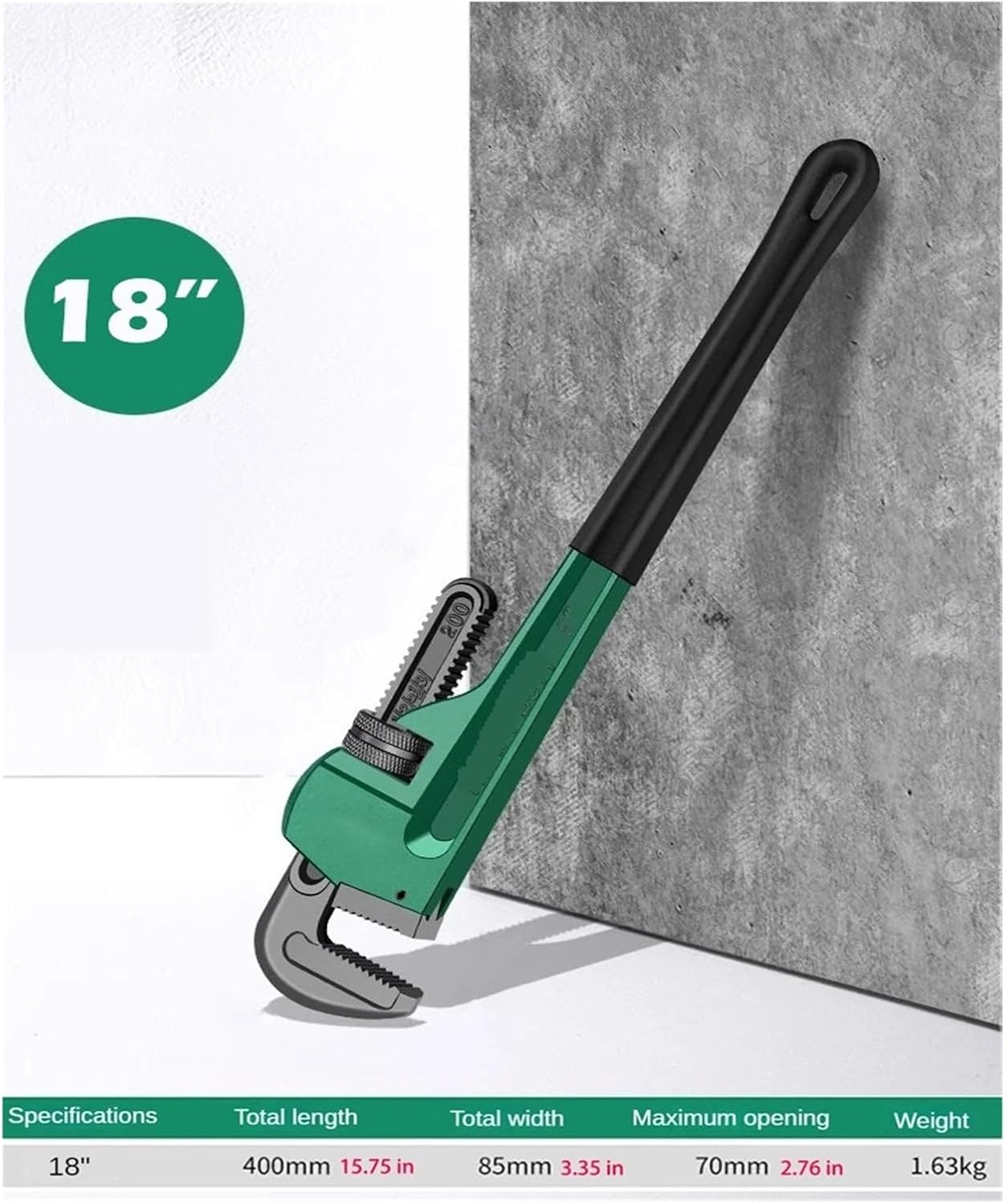 CAARLA Pipe Wrench Heavy Dutys Pipe Pliers Industrial Plumbing Wrenches Torque Wrench Universal Plumbing Removal and Installation Tool Hand Tools(18 inch)