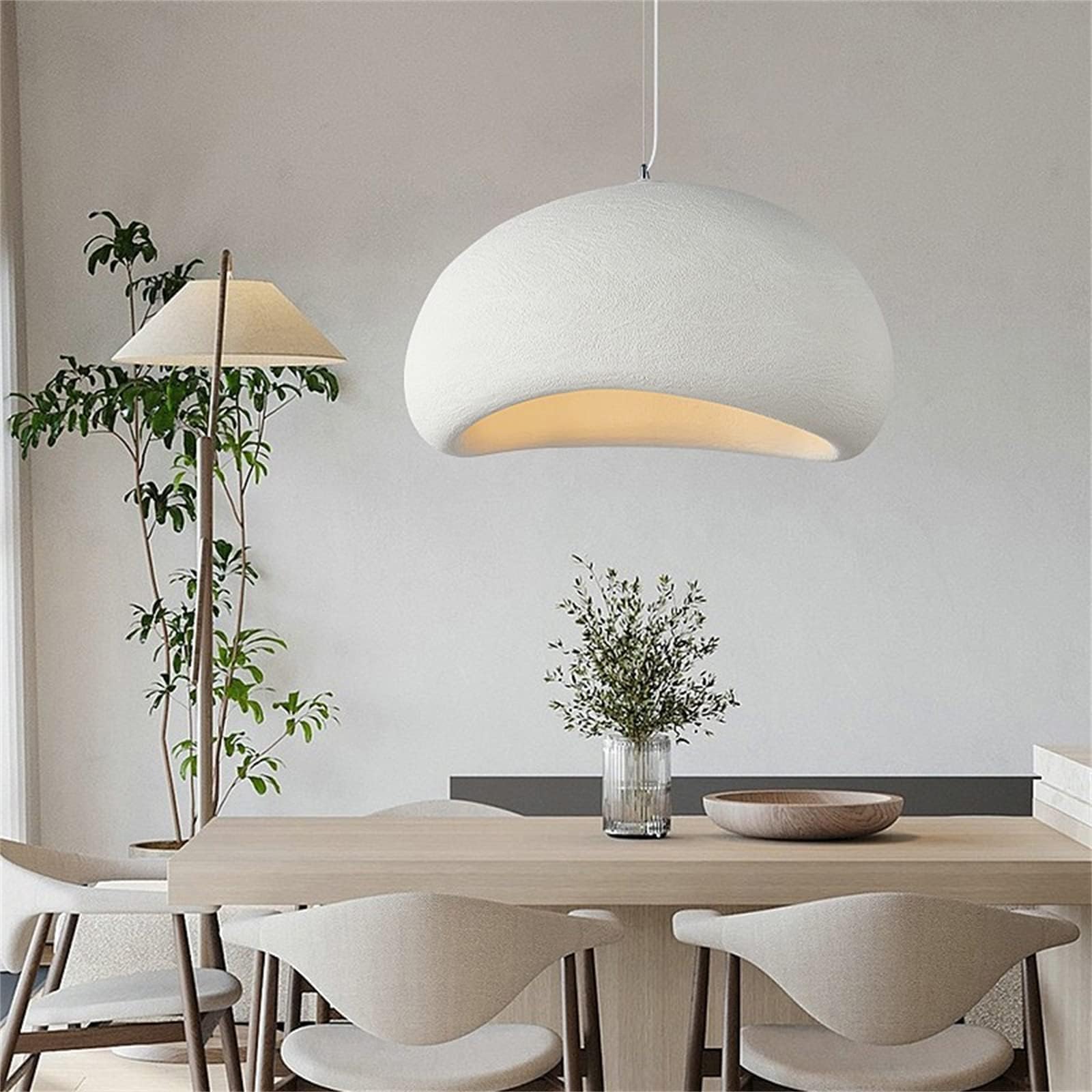40cm moderne suspension E27 blanc Shell suspension pour restaurant Wabi Sabi plafonnier Japon Wabi Sabi style nid d'oiseau forme éclairage lampe île de cuisine lampe couloir salle à manger