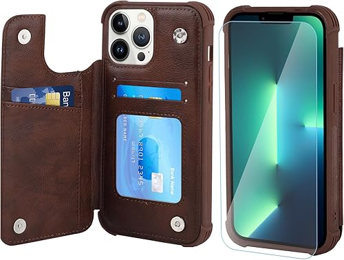 VANAVAGY Funda tipo cartera para iPhone 13 Pro Max para mujeres y hombres, funda de cuero con tapa para teléfono compatible con soporte magnético