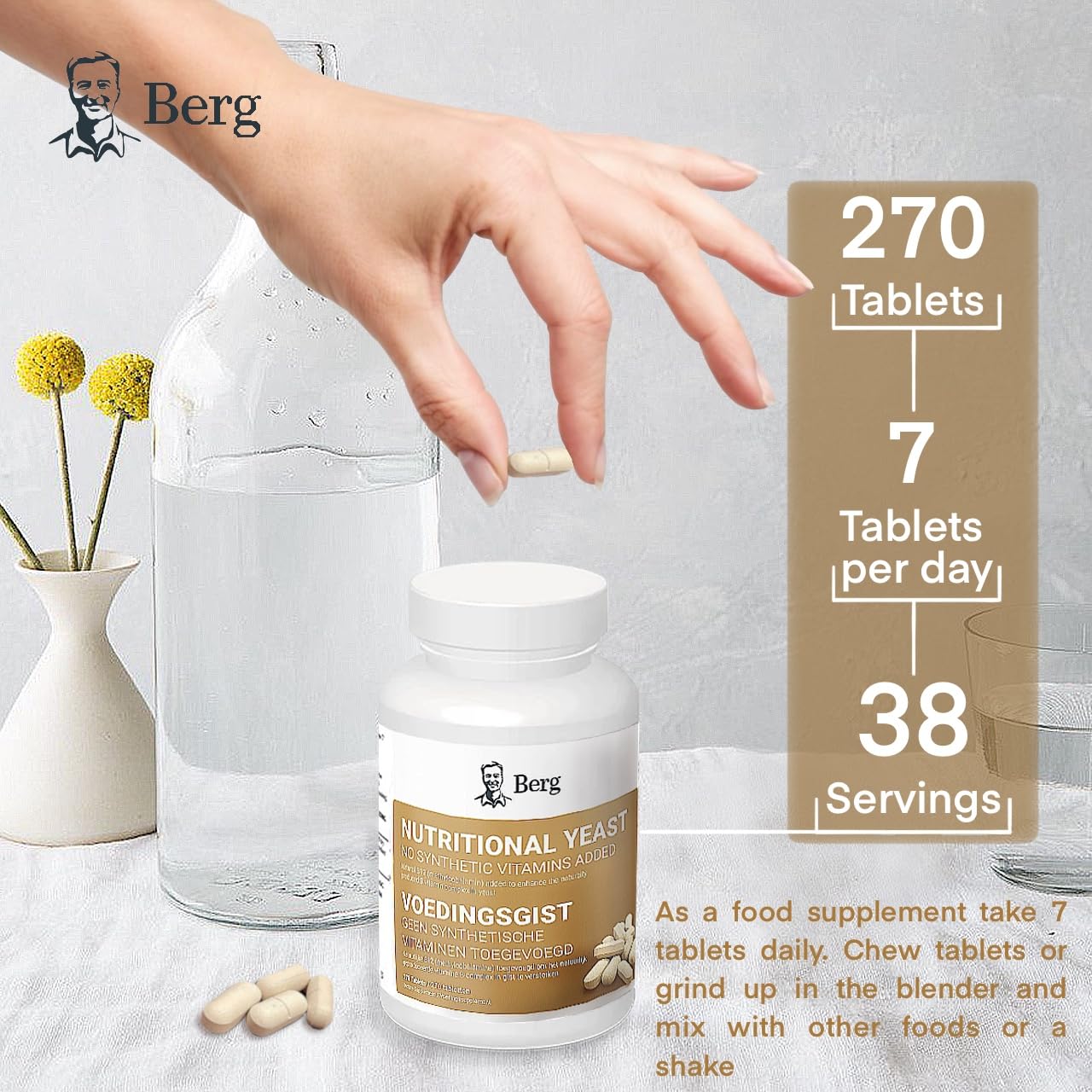 Nährhefe Tabletten Vitamin B12 hinzugefügt – Keine synthetischen Zusätze – Vanillegeschmack 270 Tabletten
