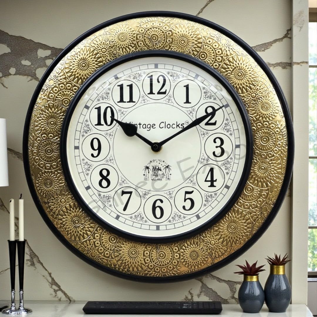 Vintage Brass Inlay Wall Clock - Handcrafted & Stylish -7