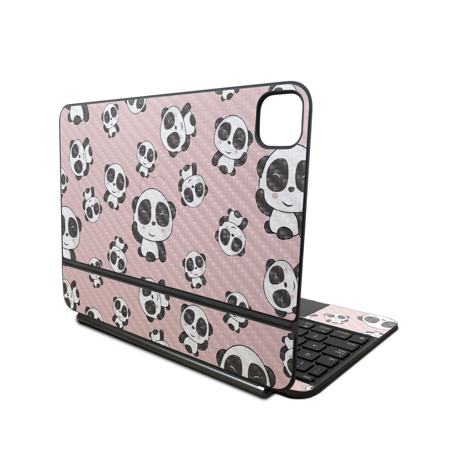 Carbon Fiber Skin Compatible with Apple Magic Keyboard for iPad Pro 11‑inch (M4) 2024 - Panda Hello - Premium 3M Vinyl Protective Wrap Decal Cover - Easy to Apply | Crafted in The USA by MightySkins