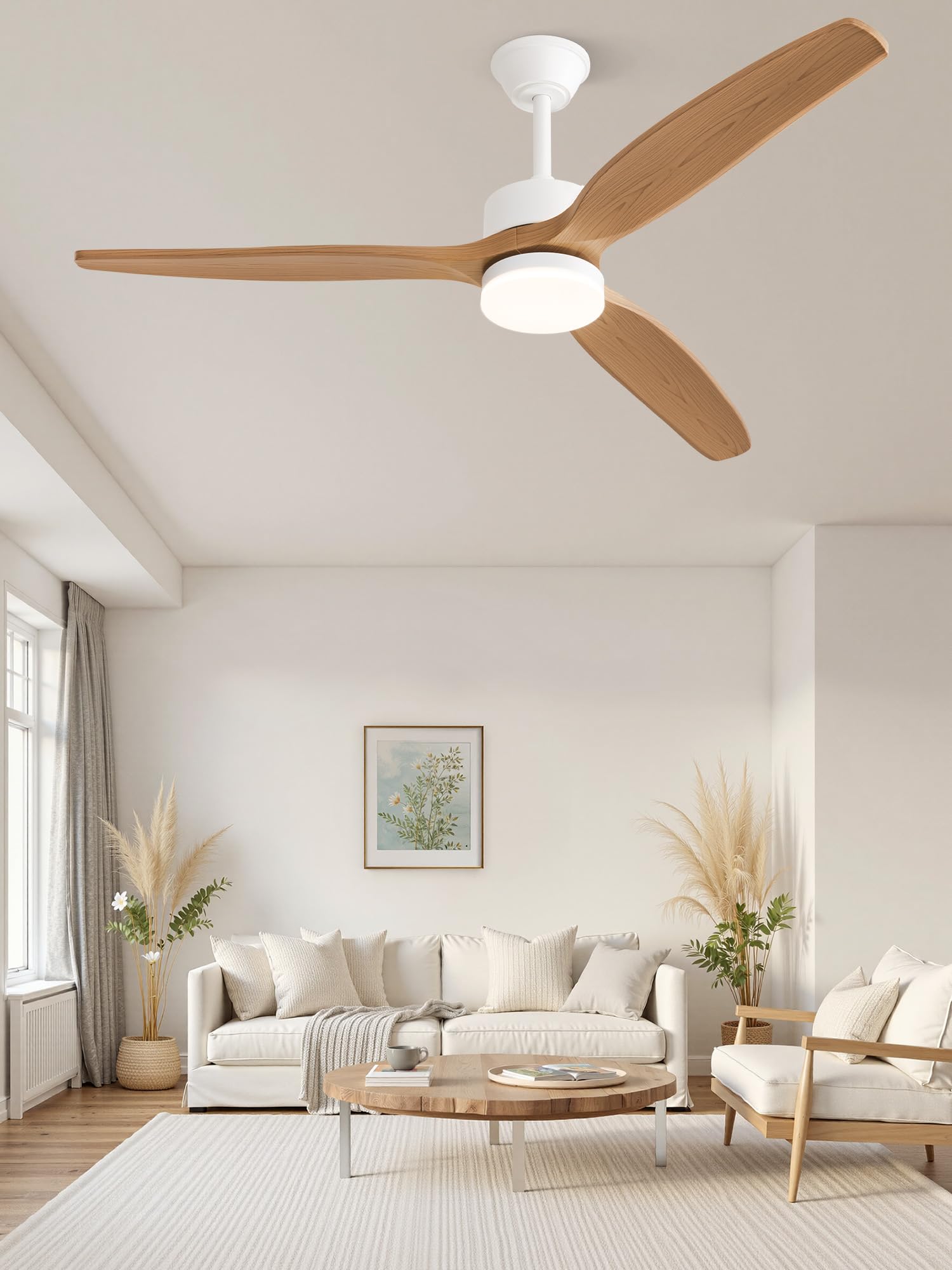 ZMISHIBO Ventilateur de Plafond avec Lumière 132 cm, Moteur DC Silencieux, 3 Températures de Couleur, 6 Vitesses, Mode Été/Hiver, Télécommande