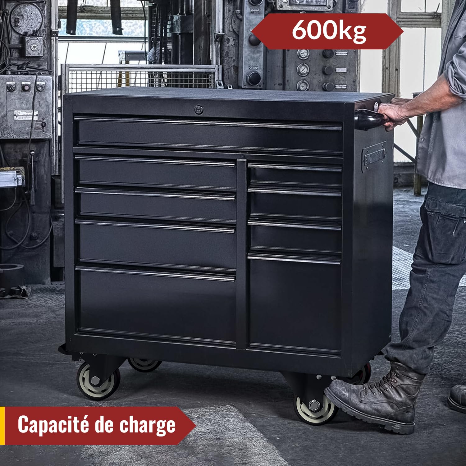 Roulettes Pivotantes de 100 mm丨Capacité totale de 600 kg丨set de 4 | 2 avec frein et 2 sans丨Roulettes pour Meubles avec frein pour charges lourdes