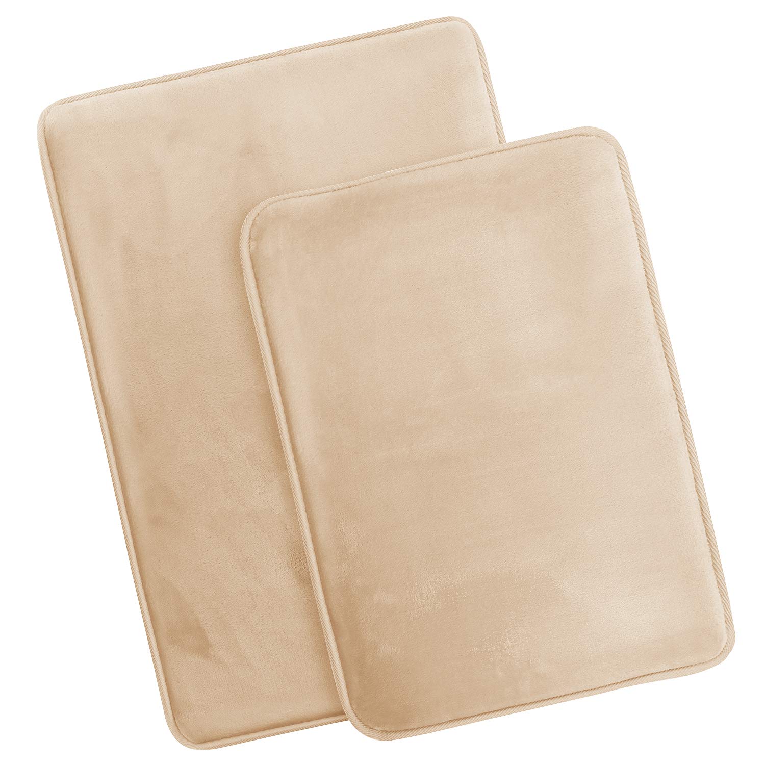 Clara Clark2 Piece Bathroom Rugs Bath Mat Set, Velvet Memory Foam Bath Mats for Bathroom - Non-Slip, PVC Backing Bath Rugs, Washable - Dries Quickly, Cream
