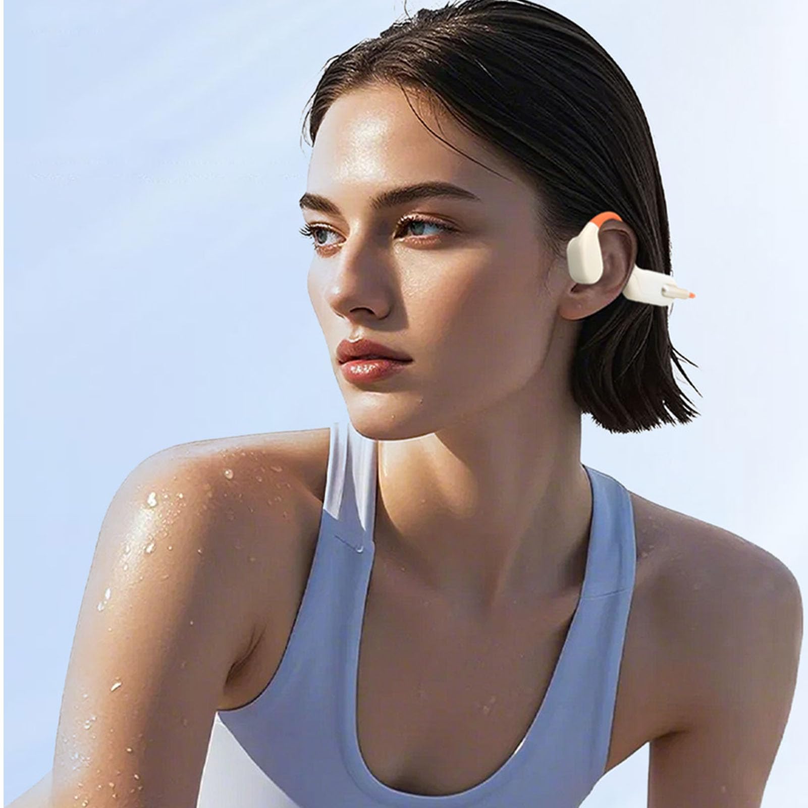 Cuffie a Conduzione Ossea Cuffie Indossabili, Bluetooth 5.4 HD Stereo Design Leggero Controllo Intelligente per il Nuoto, la Corsa, L'escursionismo