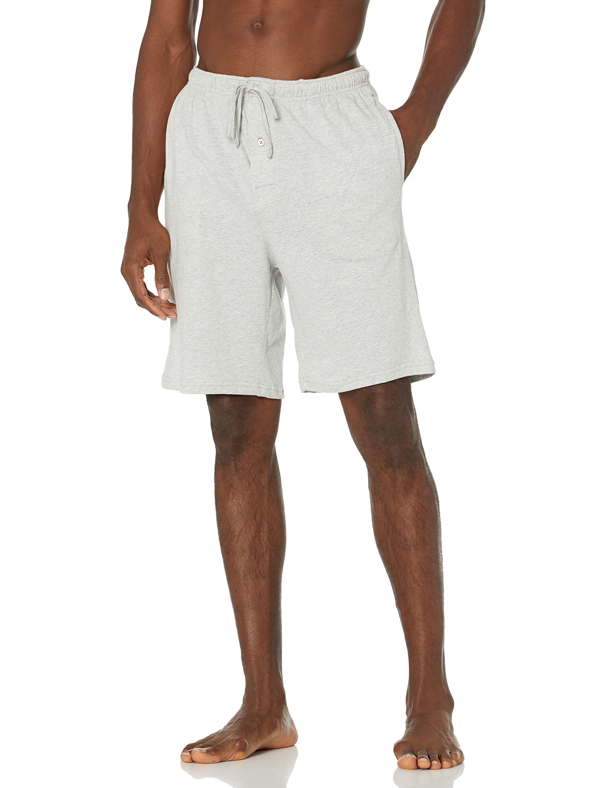 Amazon Essentials Men's 9" Knit Pajama Shorts with Drawstring, Elastic Waistband (Available in Big & Tall), Light Grey Heather, Medium