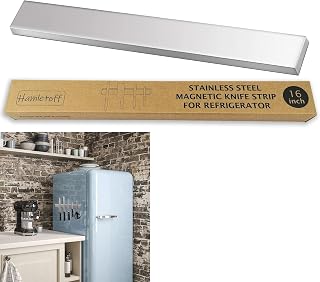 Hamletoff Premium Magnetic Knife Holder for Refrigerator – 16 Inch Professional Double Sided Magnetic Knife Strip for Fridge - Stainless Steel Magnetic Knife Holder for Wall Self Adhesive