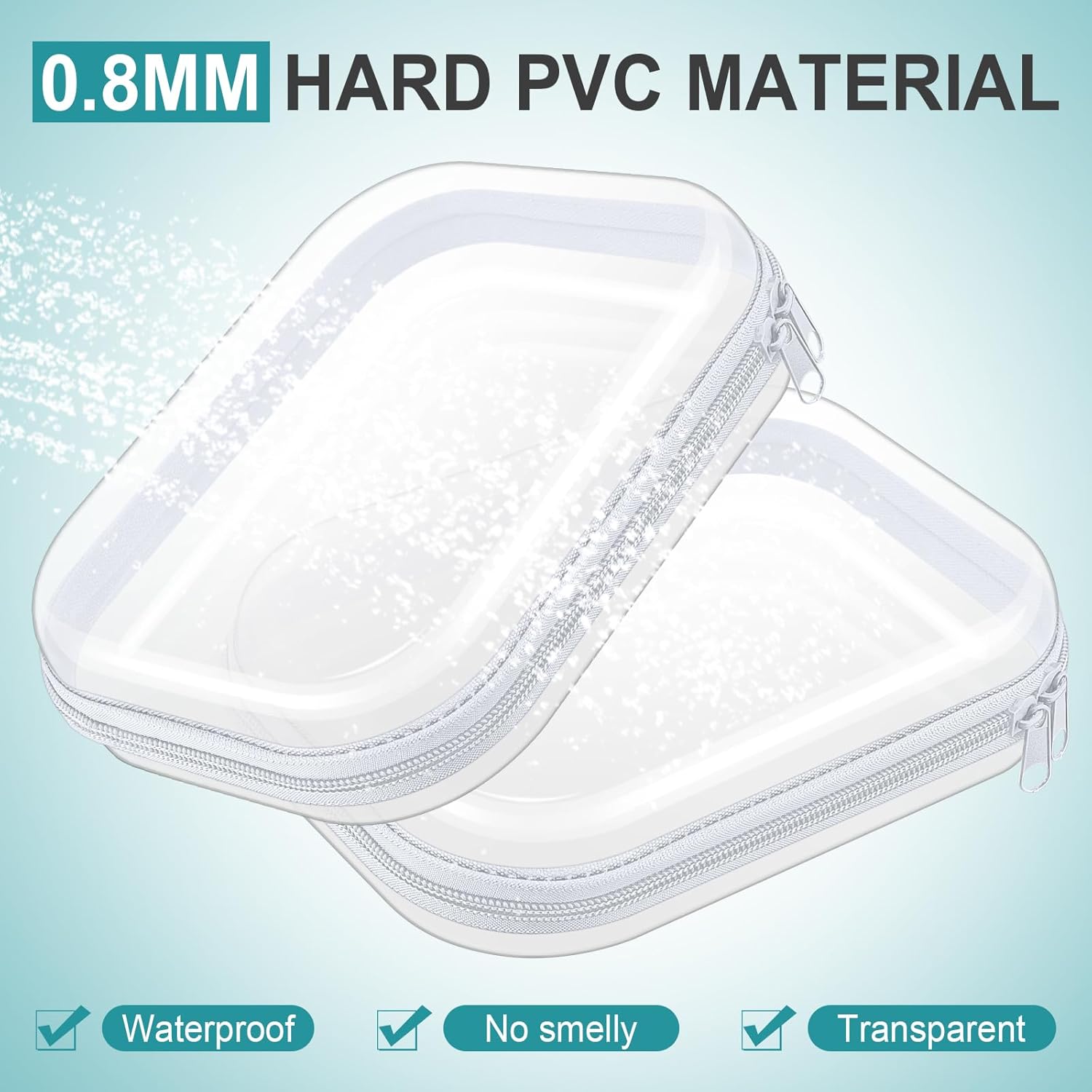 Ceenna 2 Pcs Clear Hard Shell Zipper Case Pouches Plastic Makeup Bags Pencil Case Organizer Diaper Bag Pouches Clear Travel Toiletry Bag for Women(7.87 x 5.91 x 1.97 Inch)