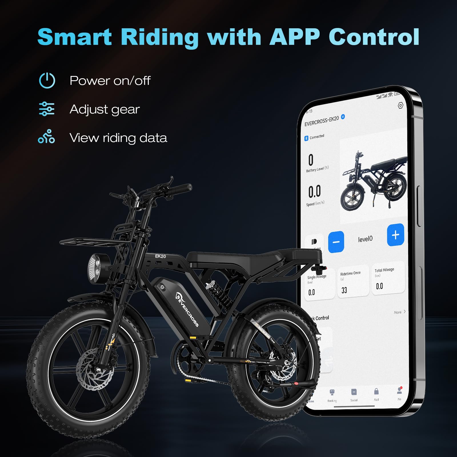 EVERCROSS Vélo Electrique pour Adultes, 16''/20" Vélo Electrique à Gros Pneus, 250W E Bike,Jusqu'à 25KM/H, 36V/48V Batterie Amovible, Vélo Tout-Terrain Electrique pour la Neige de Montagne