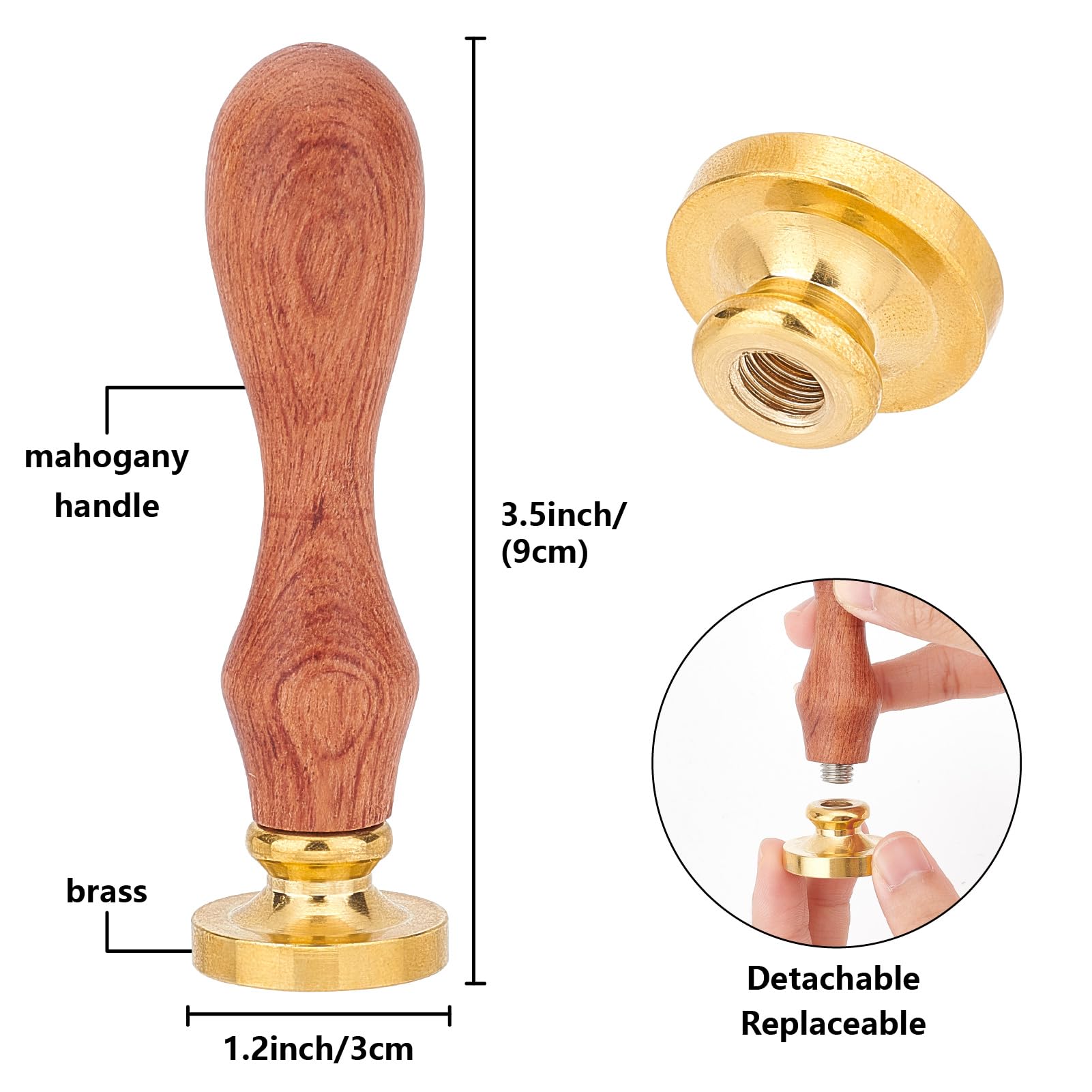 CRASPIRE Love Heart Wax Seal Stamps 30mm Round Sealing Wax Stamps Removable Brass Head with Rosewood Handle for Wedding Valentine's Day Mother's Day Envelopes Invitations Decoration Gift Packing