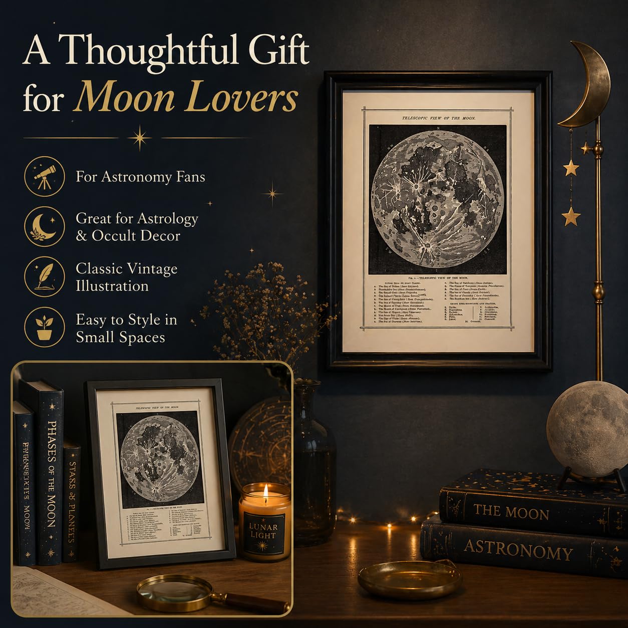 Amazon.com: Antique Map of the Moon - 11x14 Unframed Print