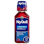 Vicks NyQuil Cherry Cold and Flu Relief Liquid Medicine, Nighttime Relief for Headache, Fever, Sore Throat, Minor Aches and Pains, Sneezing, Runny Nose, and Cough, Cherry Flavored, 12 FL OZ