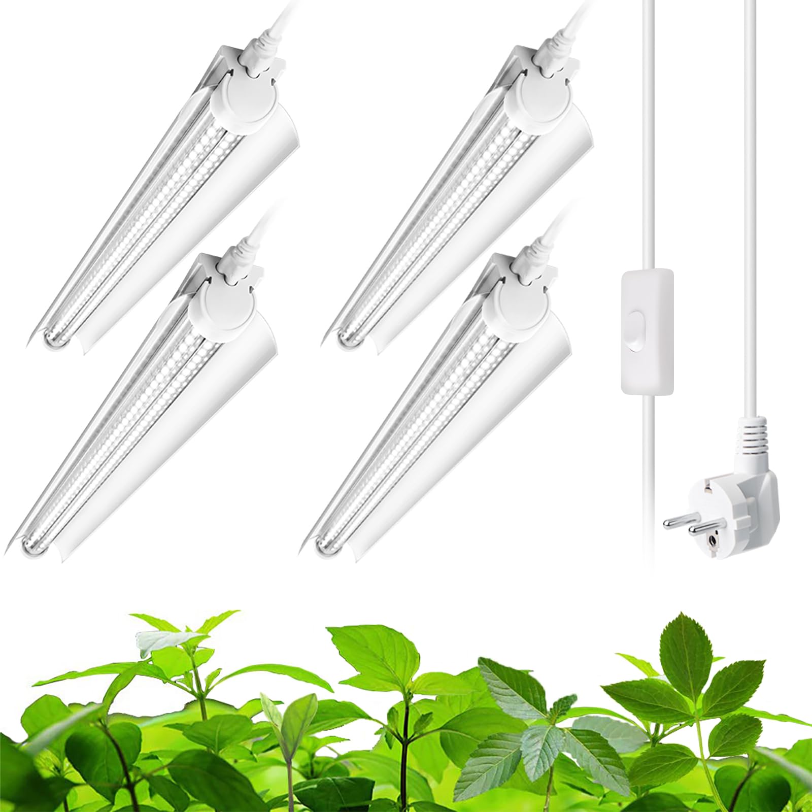 Barrina T8 Grow Lampe, 96W (4 X 24W), Vollspektrum, 60cm Led Wachsen Licht, V-Shape Pflanzenlicht, 5000K, 2FT Pflanzenlampe FüR Zimmerpflanzen, Hohe PPFD, 4er