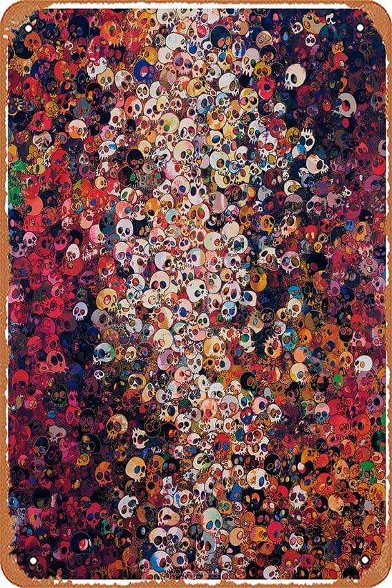 muecddoa Vintage Tin Sign Movie Poster Takashi Murakami Skull Japanese Pop Art Printed Restaurants Coffee Shops Home or office Kitchen Club Dormitory 12 x 8 inches