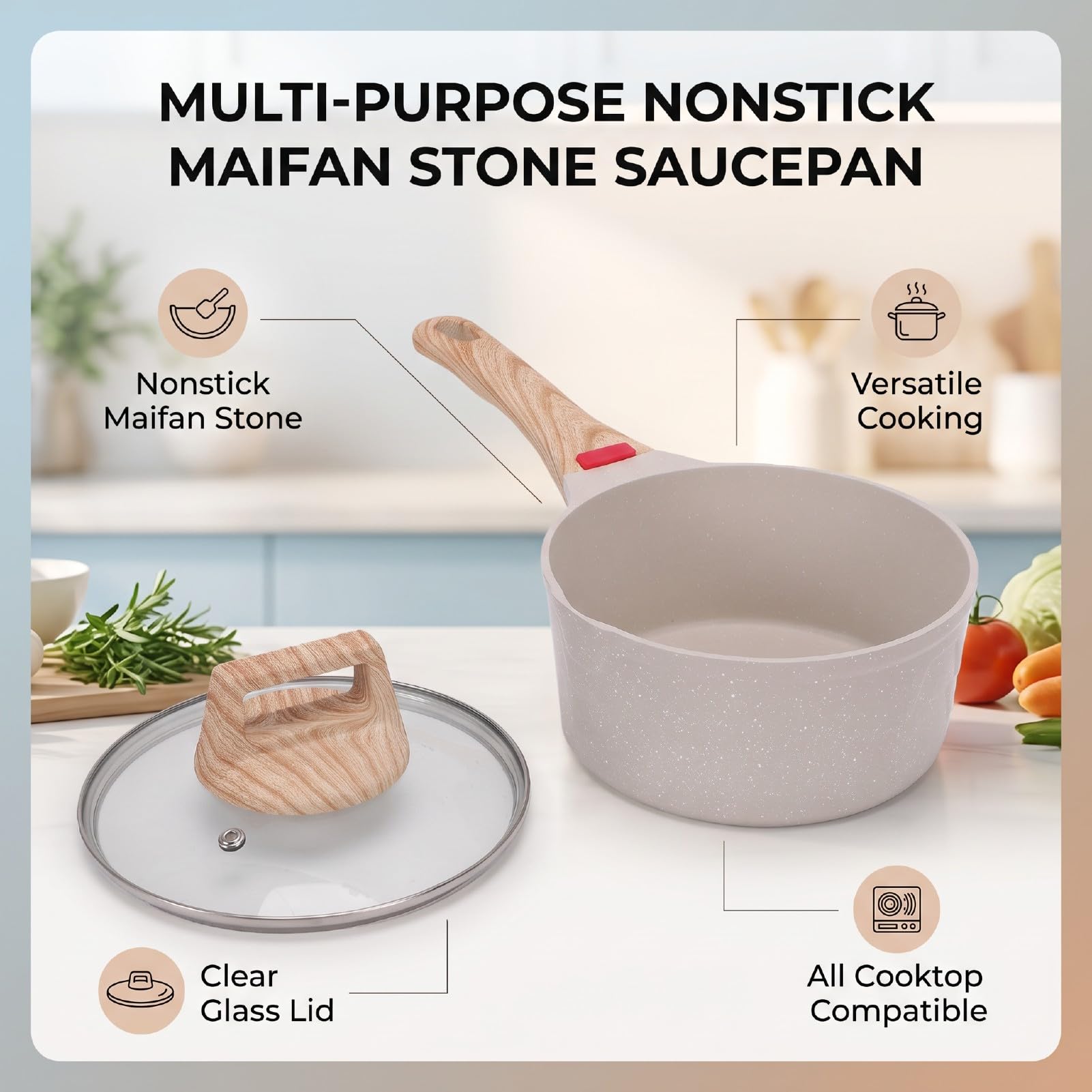 Luocute Casserole Antiadhésive en Pierre Maifan de 16 Cm