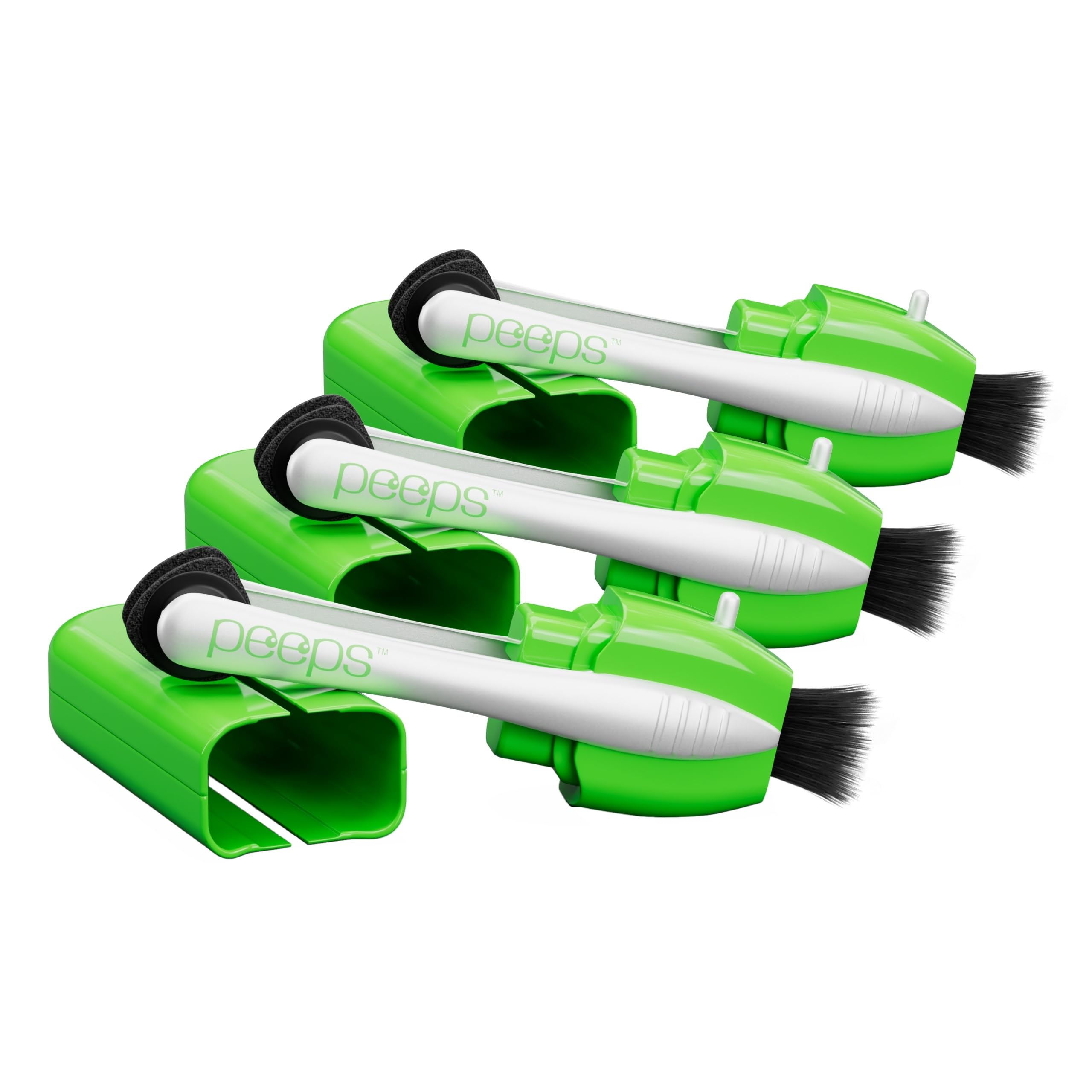 Peeps Lens Cleaner, Glasses Cleaning Tool, Green Injected, 3 Count