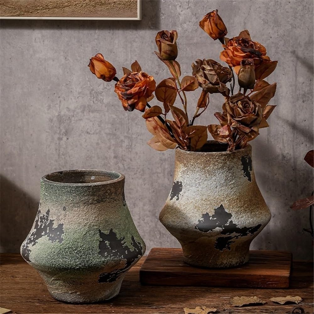 Dekoracja Doniczki ceramiczne Tosca chiński styl Jingdezhen, antyczne doniczki duży kaliber wewnętrzny(Bruin)