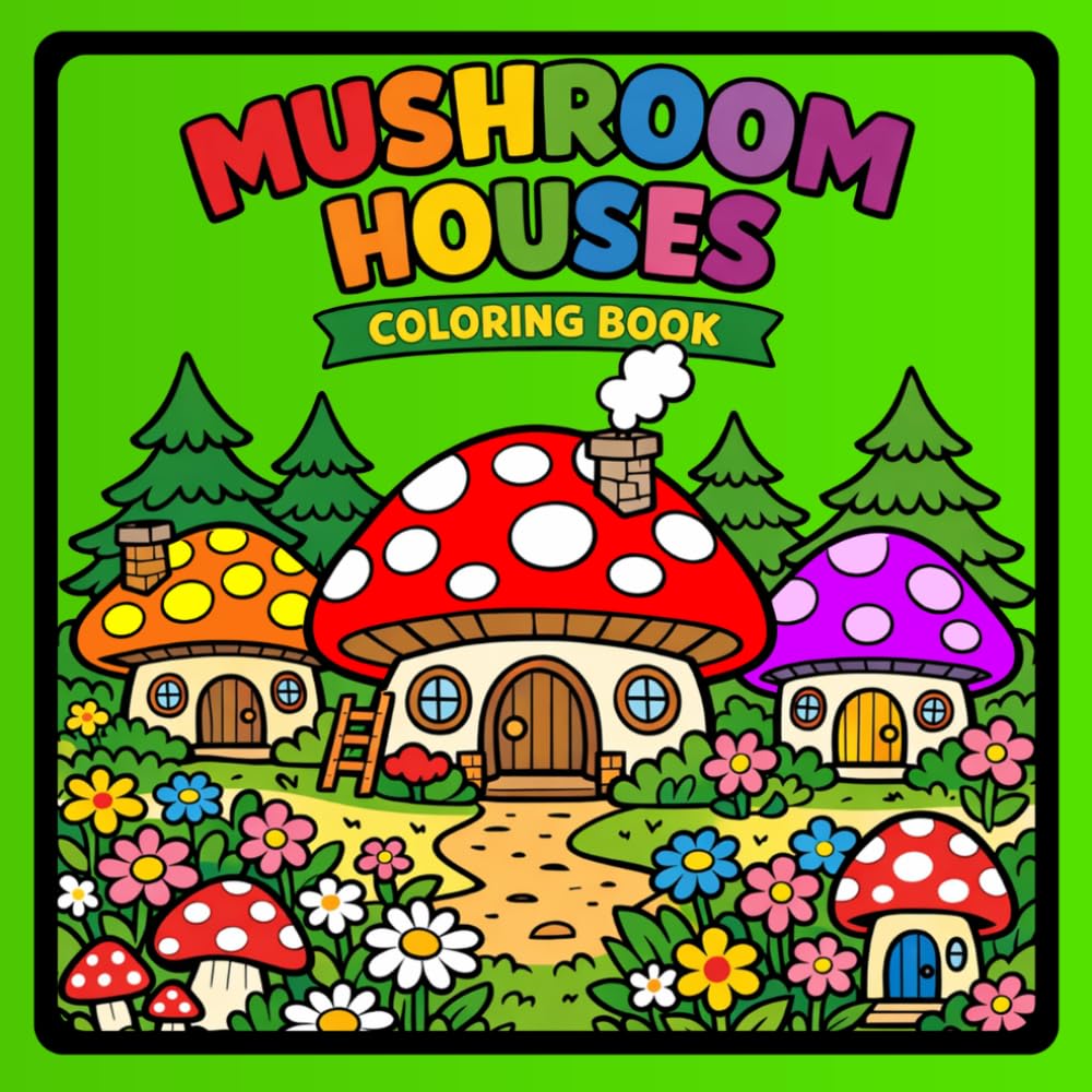 Mushroom Houses Coloring Book: Relaxing Coloring Pages for All Ages