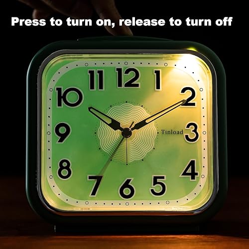 Miniatura 7 de Reloj despertador analógico grande de 5.5 pulgadas, silencioso, sin tictac, esfera que brilla en la oscuridad, despertador suave, sonidos de pitido,