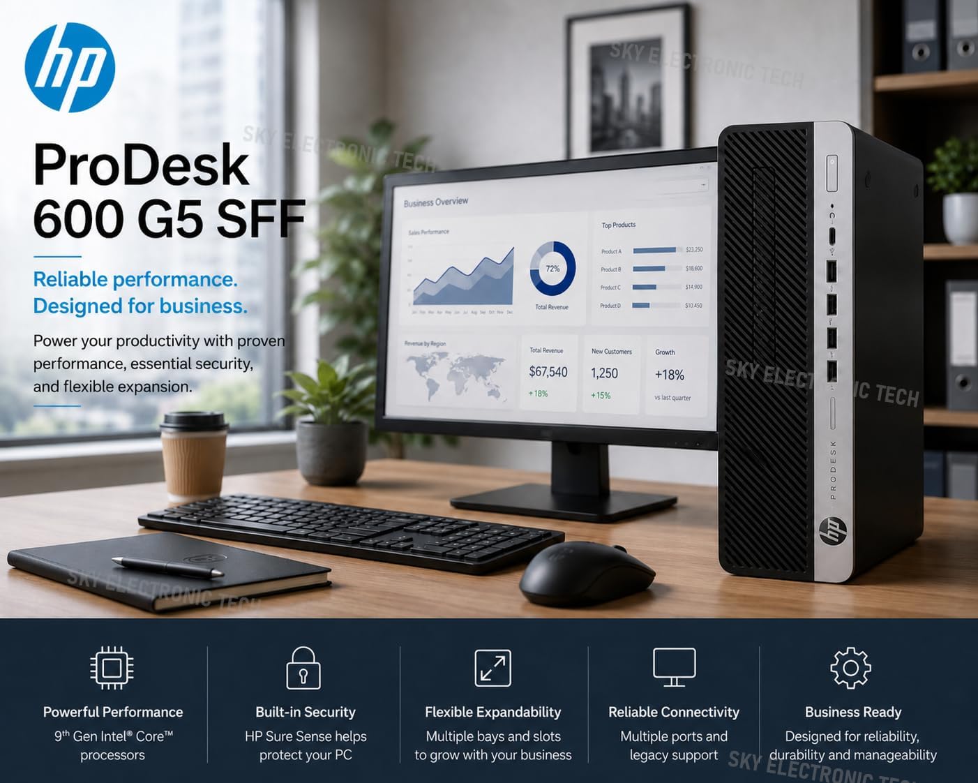 HP ProDesk 600 G5 SFF Desktop Computer PC, Intel Core i7-9700 8-Core up to 4.7GHz, 8GB DDR4, 256GB SSD, Keyboard and Mouse, WiFi, Bluetooth, Windows 11 Pro (Renewed) image 2