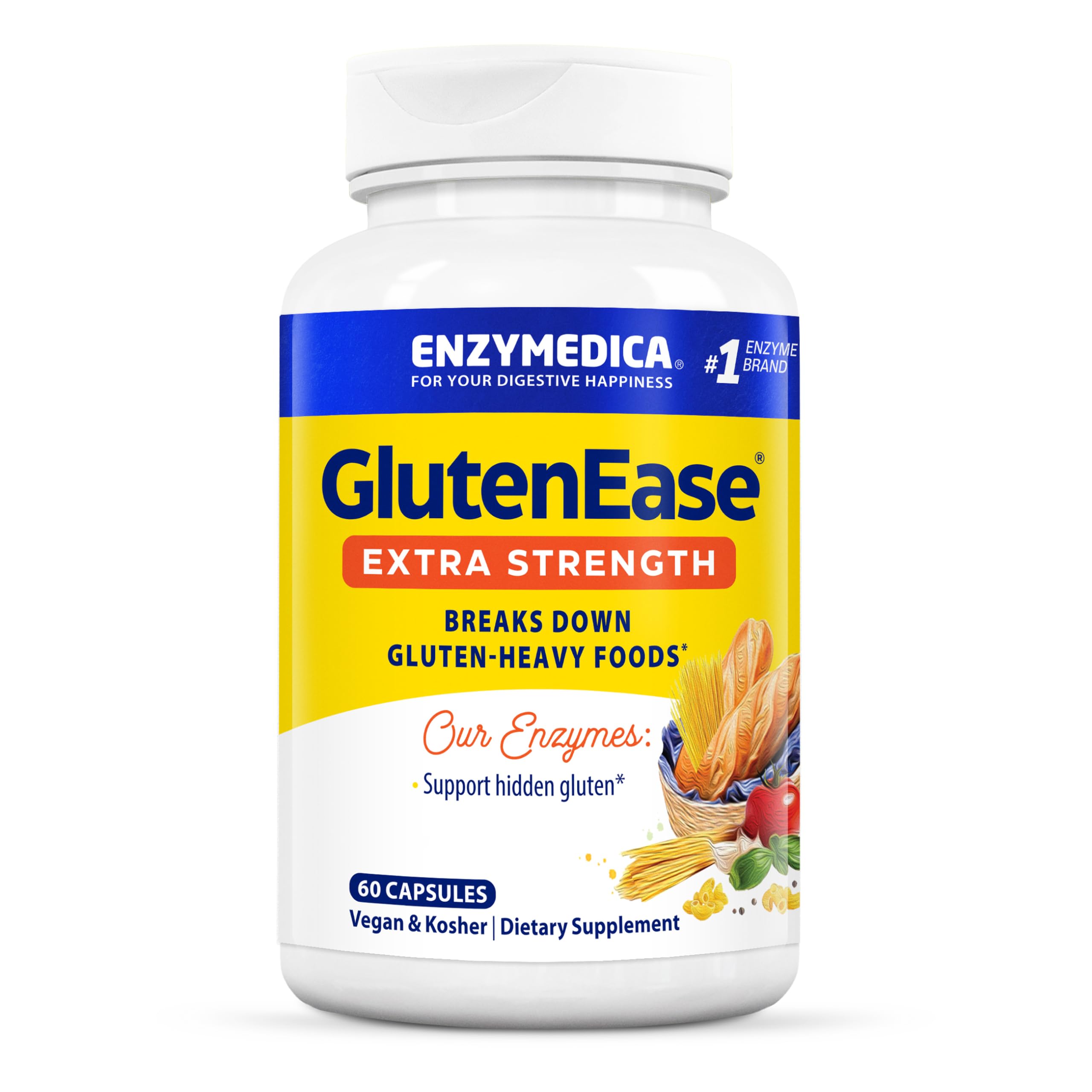 Enzymedica, GlutenEase Extra Strength, 60 vegane Kapseln, 150.000HUT Protease, 1000 DPPU DDP-IV, 15.000 DU Amylase& 15 AGU Glucoamylase je Dosis, Glutenfrei, Sojafrei, GMO frei, Geschmacksneutral