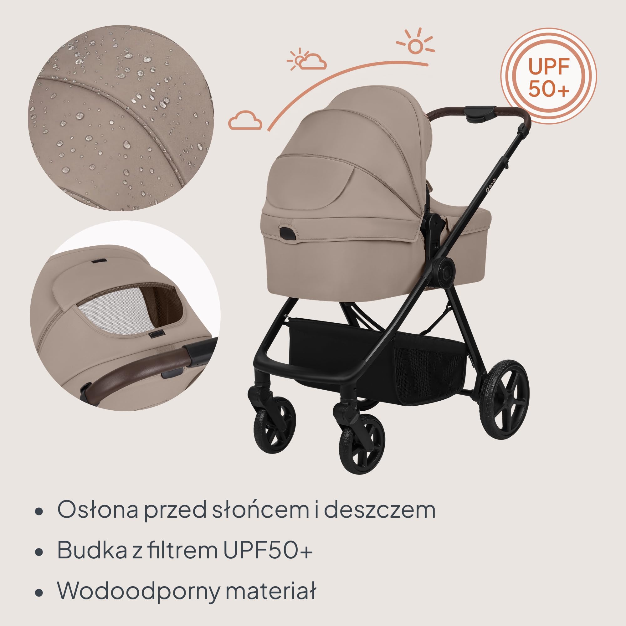 Lionelo Greet Wózek dziecięcy 3 w 1 (0-4 lata, 0-22 kg) | Duża gondola dla dzieci, dwustronne siedzenie, lekka konstrukcja, zawieszenie, pozycja leżąca, UPF50+