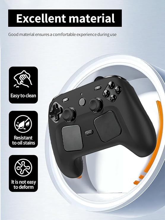 Steam Controller 2第2世代、2026年用ケース、WUNIAKの厚みのあるアップグレードデザイン、傷防止、耐久性のある保護ラバーカバーブラック。