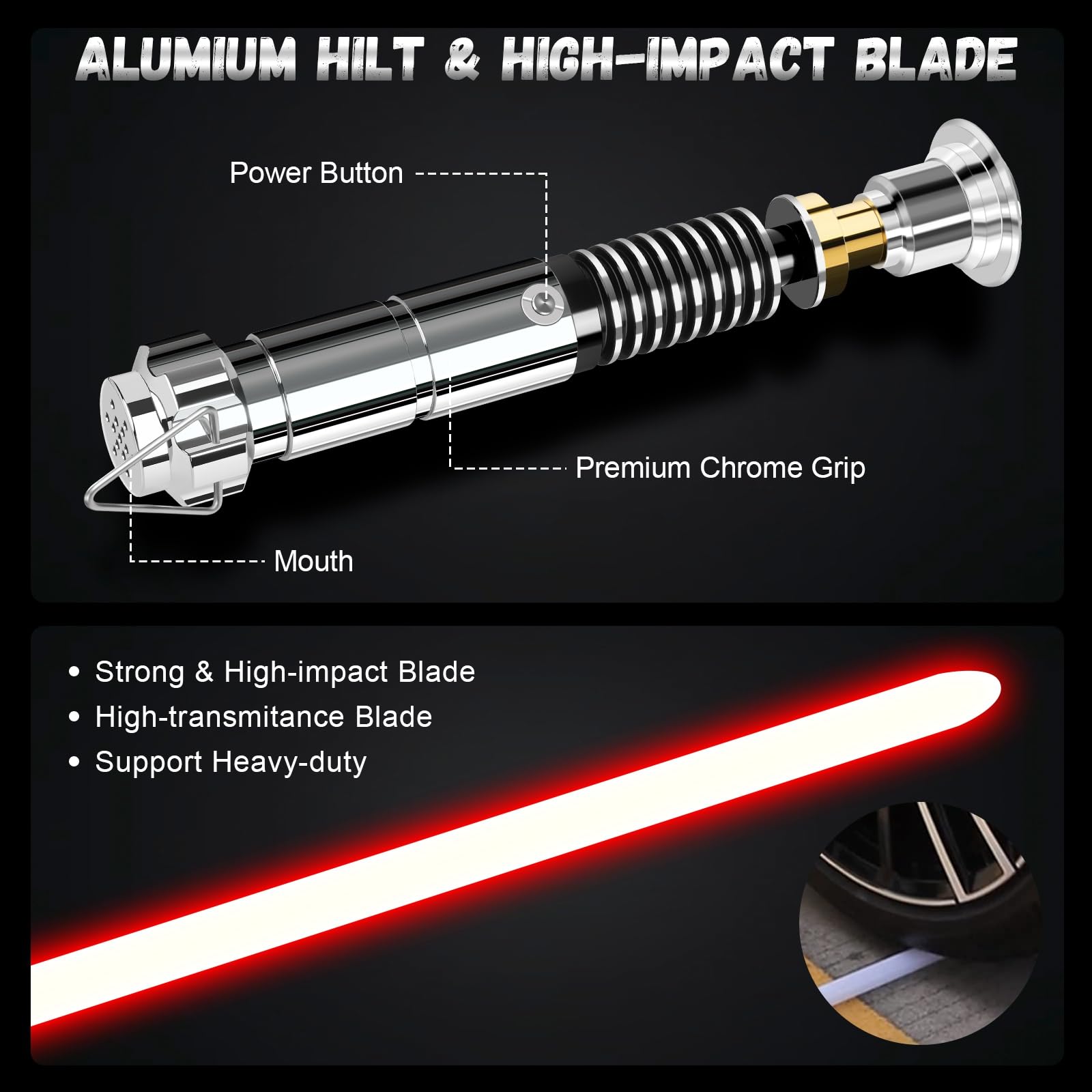 Lichtschwert App Kontrolle LK Lightsaber, Smooth Swing RGB 16 Farben Duell Lichtschwerter für Erwachsene 16 Soundeffekte Motion Control Metallgriff Licht Schwerer für Cosplay und Geschenk