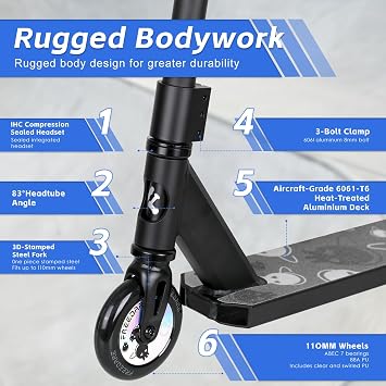 FREEDARE Pro Scooter Stunt Scooter Complete Trick Scooter for Kids 8 Years and Up, Teens, Adults, Boys and Girls Freestyle Street Scooter for Intermediate and Beginner Skate Park