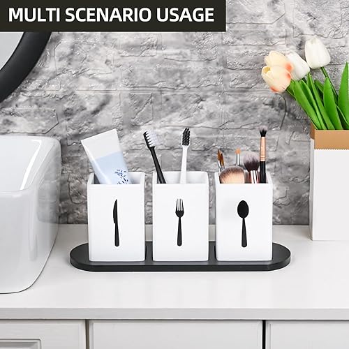 Miniatura 5 de GEHE Organizador de cubiertos de 3 piezas para encimera, organizador de utensilios para fiestas, organizadores de cubiertos con bandeja, organizador