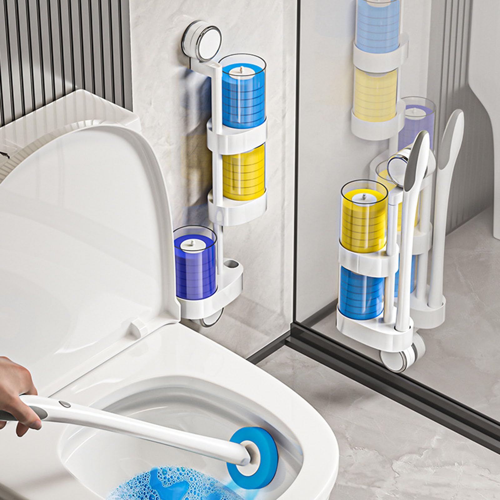 Einweg-WC-Bürstengarnitur, Ersatzkopf mit Griff, Wandhalterung, Badezimmer-Reinigungsset für Toilettenreinigung, Loo, WC, Toilette, 24 Stück