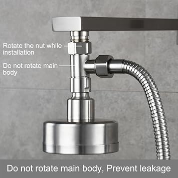 Tecmolog 3-way Tee Connector Stainless Steel T Adapter G 1/2 T Valve Diverter for Bathroom Shower Arm, Angle Valve Hose, SBA020A