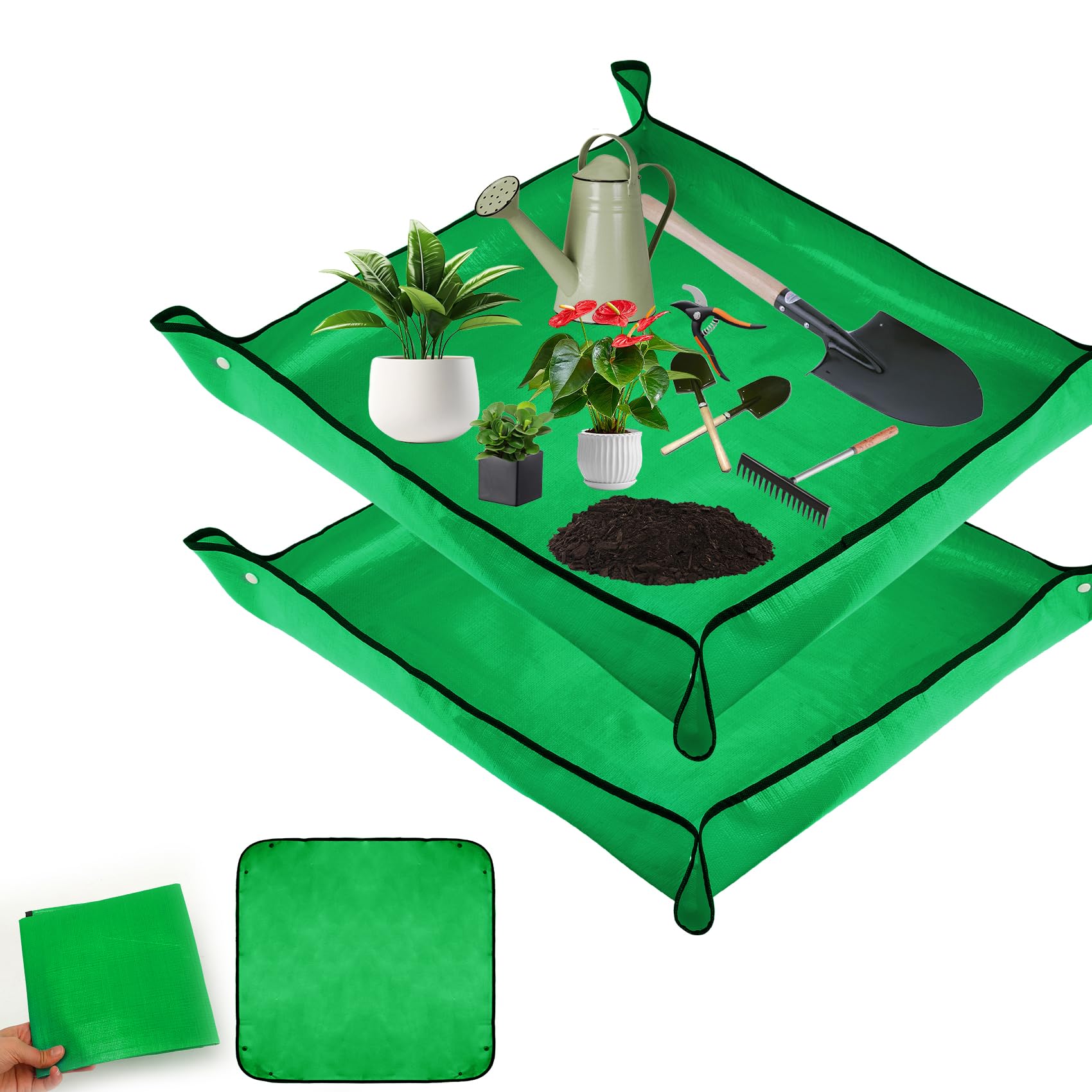 Alfombrilla para trasplantar verde de 100x100 cm en pack de 2 unidades