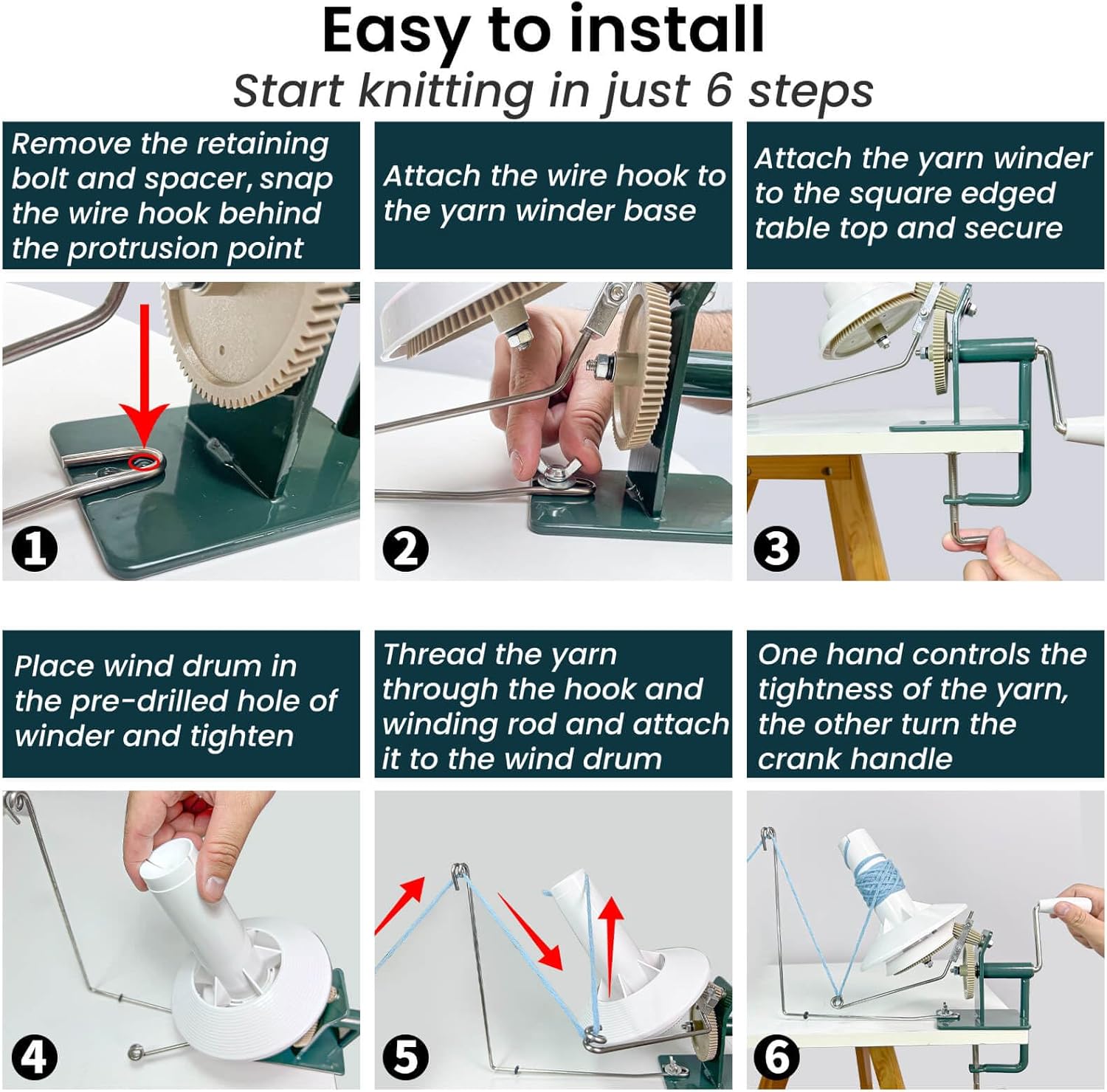 Yarn Winder, Yarn Ball Winder, Large 10-15 oz and Easy-to-Install Yarn Cake Winder Efficiently Make Yarn Cake, Sturdy Metal and ABS Yarn Winder for Crocheting,The Helper for Knitting Enthusiast