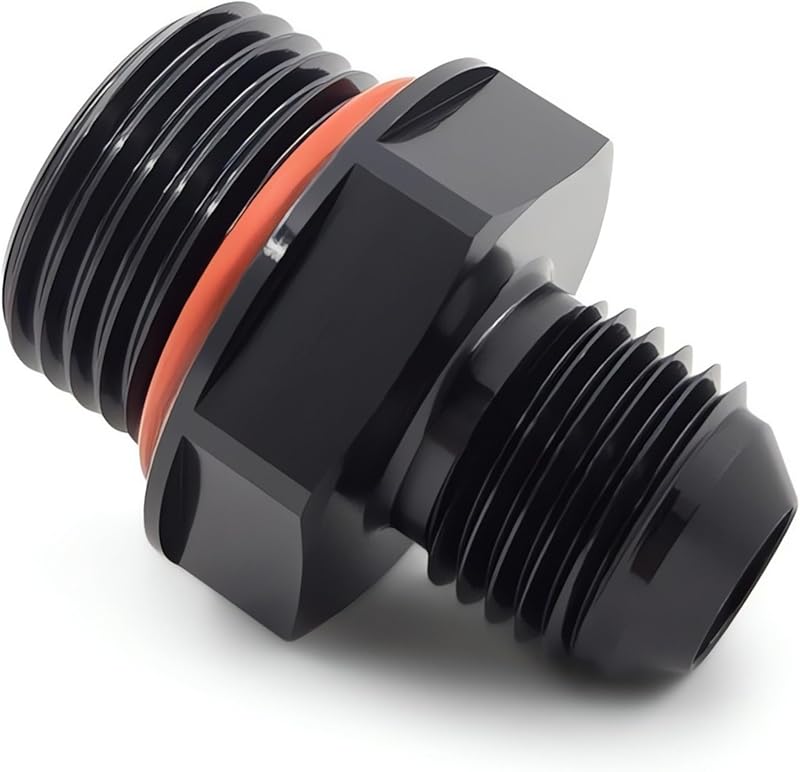 Adaptador Reto 8AN para 6AN ORB K-MOTOR PERFORMANCE em Alumínio Preto – 1 unidade