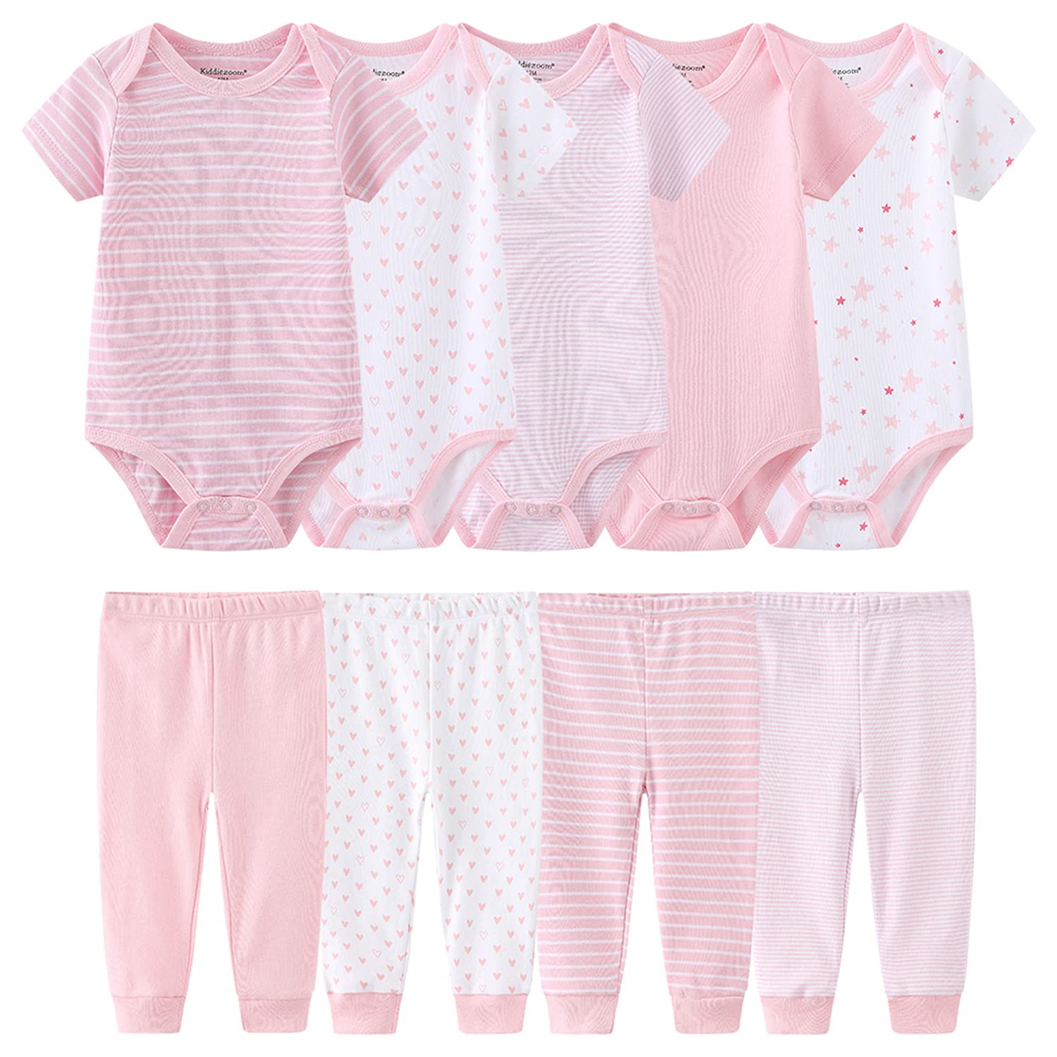 Chalecos de manga corta + pantalones para recién nacidos de 0 a 12 meses de algodón, rosa, 3 Meses