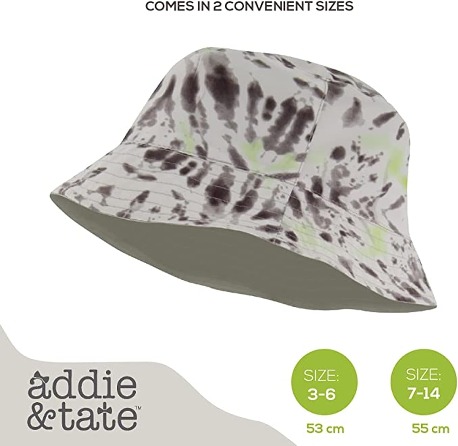 Bucket Hat for Girls & Boys, Packable Double Sided Reversible Beach Sun Kids Bucket Hat with Sunglasses (Grey/Tie Dye, 7-14 Years)