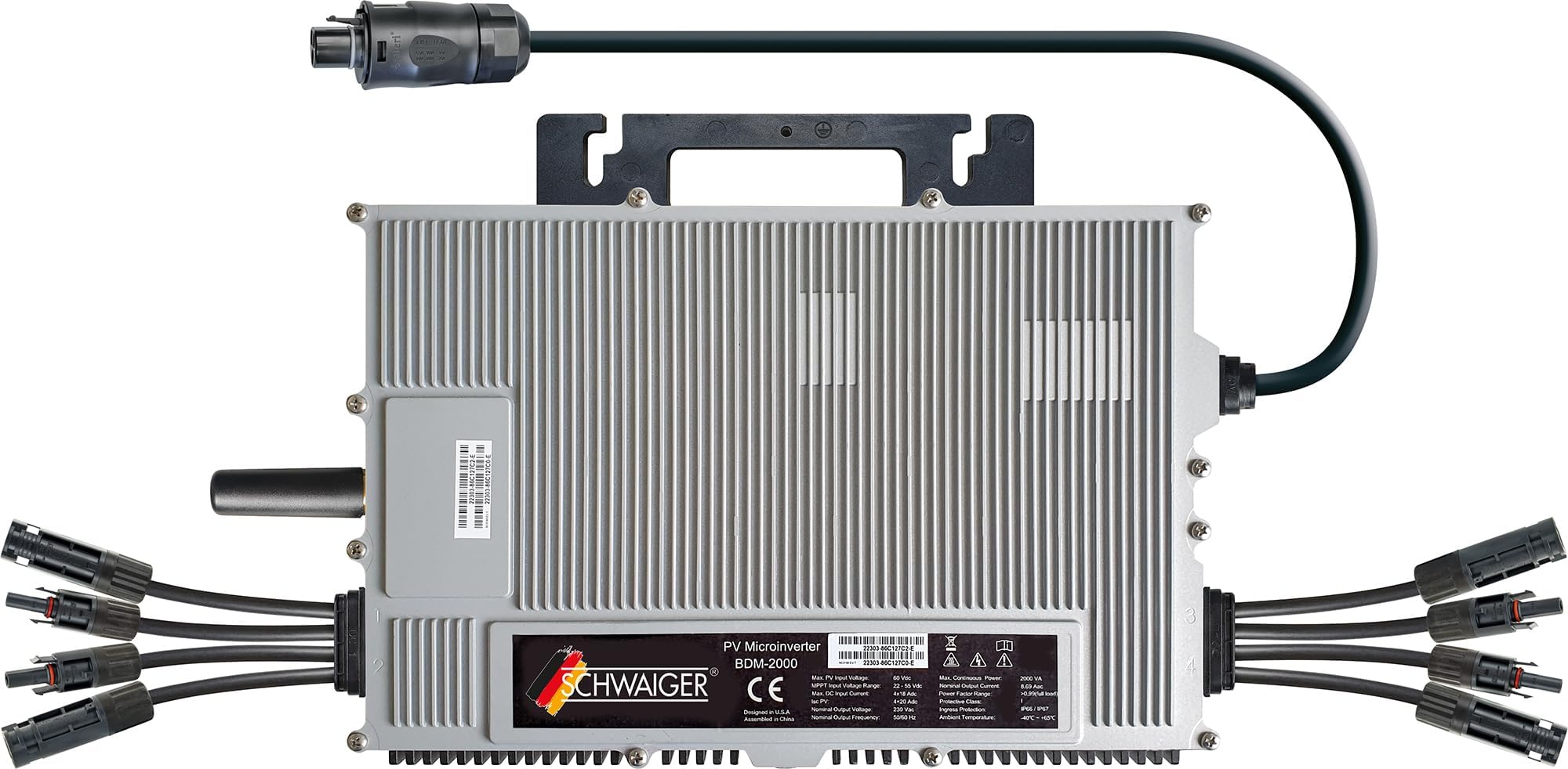 SCHWAIGER Inversor de corriente 2000 W I para centrales eléctricas de balcón y grandes instalaciones solares I para conversión de corriente continua a corriente alterna I convertidor de voltaje para