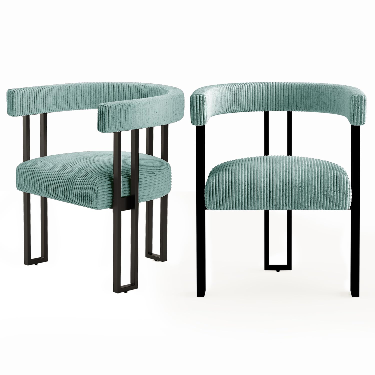 YEEFY Boucle Upholstered Dining Chairs Set of 2 Corduroy Kitchen & Dining Room Chairs with Metal Legs Mid Century Modern Chairs for Dining Room(Mint, 2) — image 1