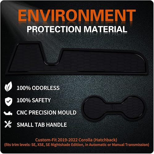 Miniatura 2 de Accesorios aptos para Toyota Corolla (Hatchback) 2019-2022, insertos de portavasos antideslizantes personalizados mejorados, forros de consola