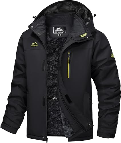 MAGCOMSEN Chaqueta de invierno para hombre, esquí, nieve, impermeable, con forro polar, para snowboard, parka cálida con capucha, 5 bolsillos
