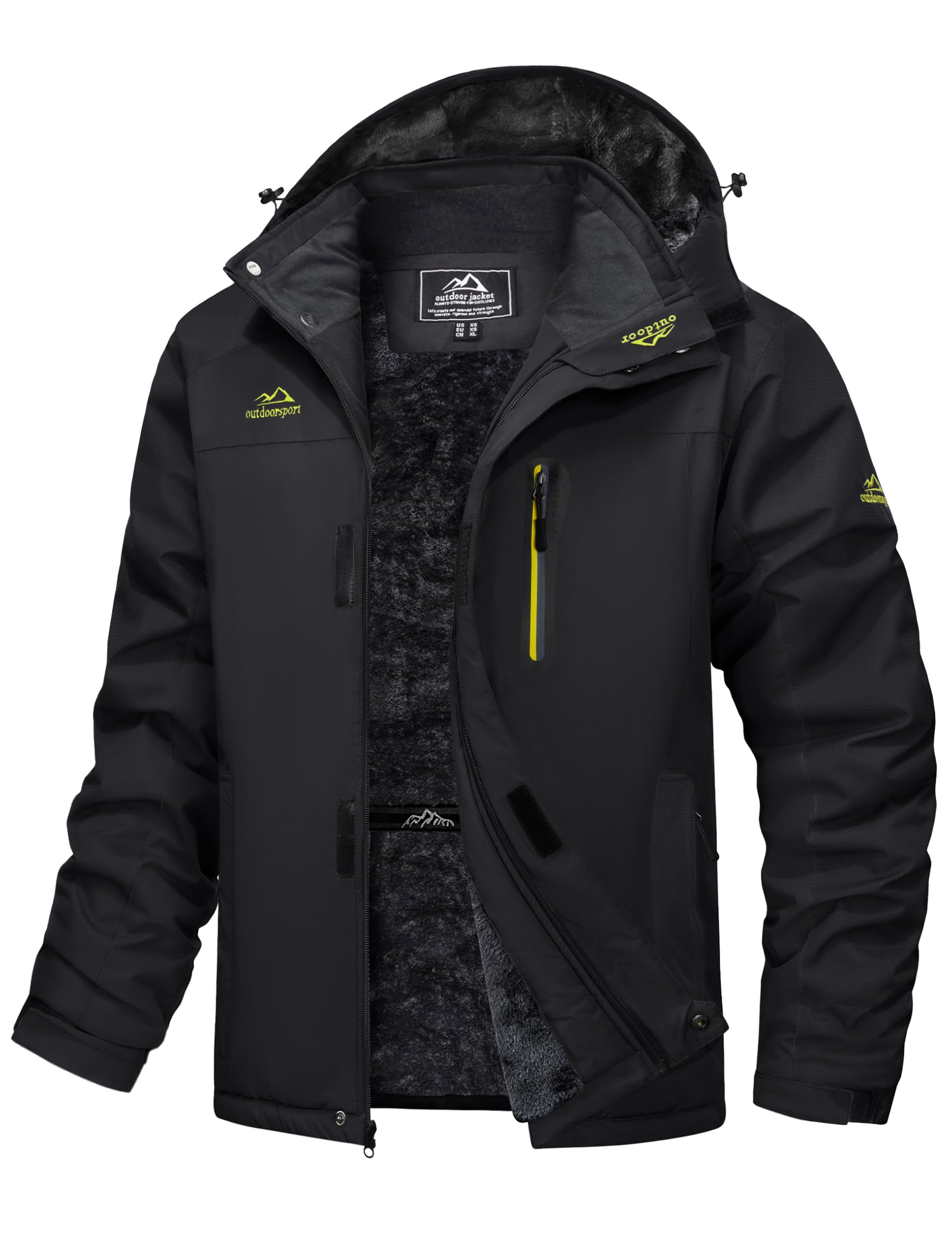 MAGCOMSEN Mens Winter Jacket Ski Snow Waterproof Fleece Coats Snowboard Warm Parka Raincoats with Hood 5 Pockets