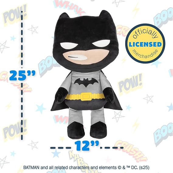 Kids Preferred DC Batman Plush, Beans in Body & Crinkle Feet, Extra Soft Stuffed Animal Toy for Baby and Toddler Boys & Girls 25 Inch Size