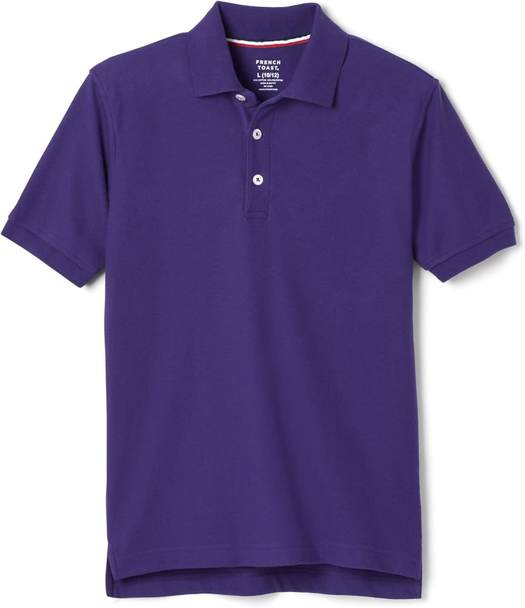 Polo de piqué para niños French Toast (Standard & Husky) | Top de polo uniforme para niños y niñas; Disponible en tallas Standard y Husky